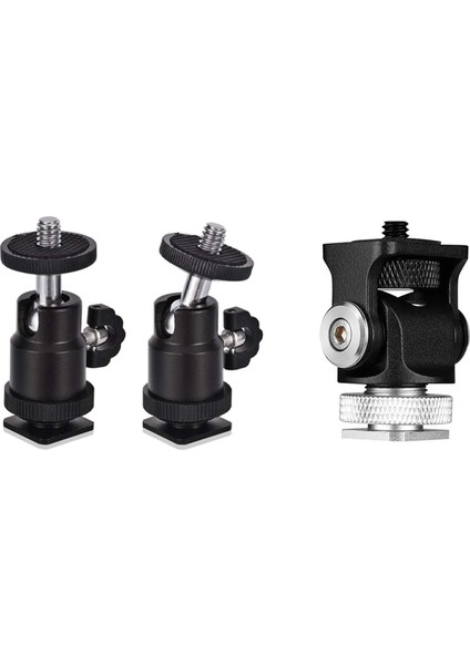 2 Pcs Sıcak Ayakkabı Montaj Adaptörlü Mini Top Kafası ve 1 Pcs Mini Sıcak Ayakkabı Montaj Monitörü Mikrofon Flaş Tutucu (Yurt Dışından)