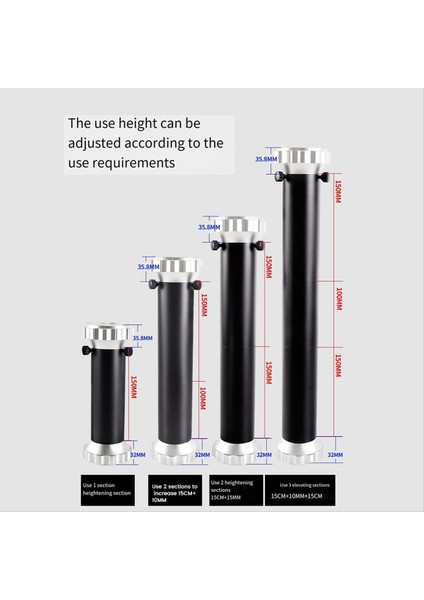 Ekvator Montajı ve Tripod Teleskop Aksesuarları Arasındaki Liği Arttırmak Için Üç Bölüm Uzatma Tüpü (Yurt Dışından)