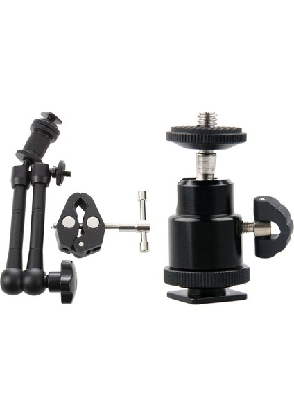 1pcs 11 Inç Sürtünme Mafsallı Sihirli Kol + Kelepçe ve 1pcs Alüminyum Alaşım Mini Top Kafası 1/4 Inç Montaj (Yurt Dışından)