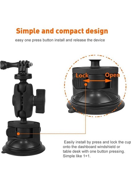 Spor Kamera Otomobil Önünde Araç Montajı Ön Cam Emme Kupası Montaj Gopro Action Camera Aksesuarları Için Uyumlu (Yurt Dışından) modelleri