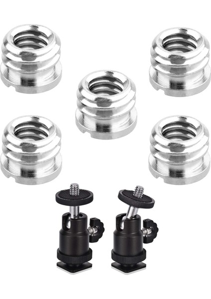 5 Adet 1/4 Inç Ila 3/8 Inç Dönüştürme Vidası Standart Adaptör ve 2 Adet Sıcak Ayakkabı Montaj Adaptörü ile Mini Bilyalı Kafası (Yurt Dışından)