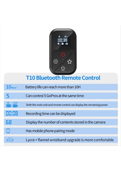 Smart Kablosuz Uzaktan Kumanda Su Geçirmez Kamera Kontrolörü Go Pro Hero 8/9/10 Max Max Ruter Bluetooth Uyumlu (Yurt Dışından) indirimleri