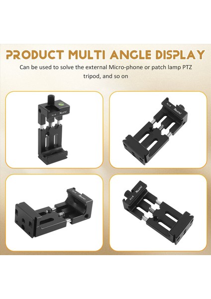 Xıletu Xj-8 Tripod Kafa Braketi Cep Telefonu Tutucu Klibi Telefon Flashlight Mikro Telefon Ruh Seviyesi ve Soğuk Ayakkabı Montajı Siyah (Yurt Dışından) indirimleri