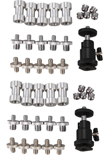 Kamera Vidası 42 Adet 1/4 Inç 3/8 Inç Dönüştürücü Dişli Vidalar 1/4 Inç Sıcak Ayakkabı Adaptörü Montaj Kamera Bilyalı Kafa Seti (Yurt Dışından)