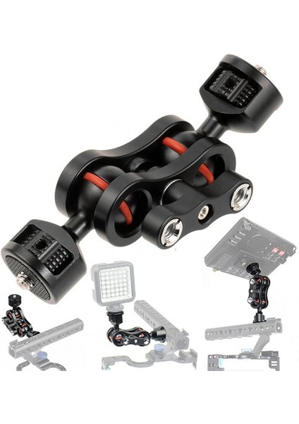 Çift Bilyalı Kol Montajı 360 Derece Dönebilir Kol Top Montaj Kamera 1/4 Inç Vidalı Gimbal Braket Kolu (Yurt Dışından) indirimleri