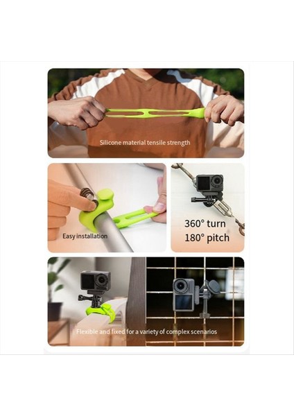 Gopro Için Telesin Çok Fonksiyonlu Elastik Kayış Hareketi Sabitleme Braketi Çok Fonksiyonlu Silikon Elastik Mini Q Braketi Gri (Yurt Dışından)