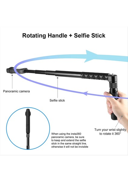 Rotary Tutam Masaüstü Tripod INSTA360 X3 Zaman Denetleyicisi 110CM 5 Bölüm Selfie Stick Monopod-A (Yurt Dışından) indirimleri