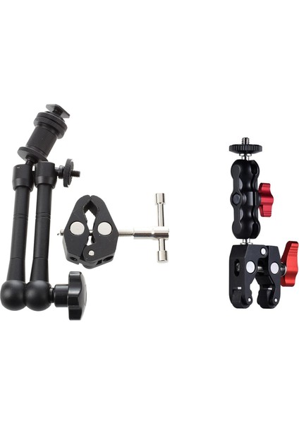 11 Inç Sürtünme Mafsallı Sihirli Kol + Süper Kelepçe Yengeç Pense Klips ve Sihirli Kol Çift Sıcak Ayakkabı Bilyası Kafası Yengeç Pençesi (Yurt Dışından)