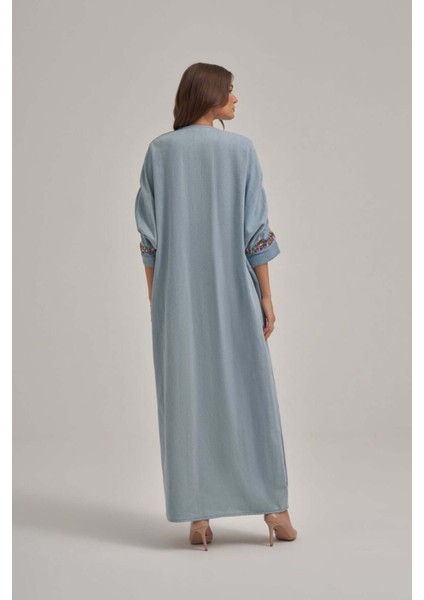 Kol Büzgülü Taş Işlemeli Kot Uzun Ceket fırsatları