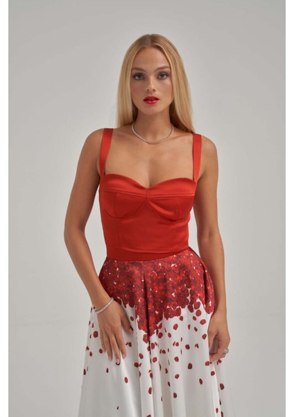 Askılı Saten Kısa Üst Desenli Balon Etek Takım fiyatları