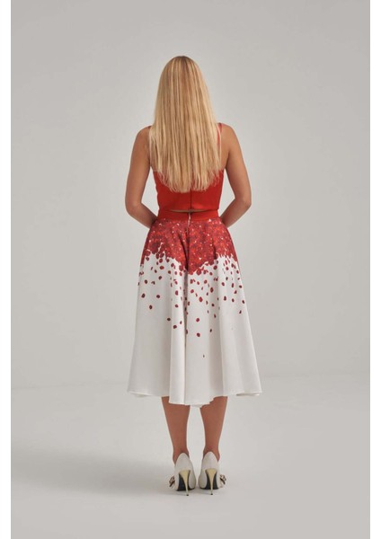 Askılı Saten Kısa Üst Desenli Balon Etek Takım modelleri