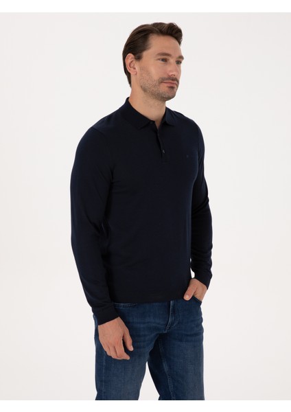 Erkek Lacivert Regular Fit Yün Karışımlı Polo Yaka Basic Triko Kazak 50318855-VR033 modelleri