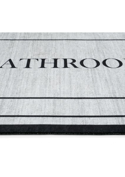 Armasi Gri Banyo Paspası Dijital Baskı Su Emici Yıkanan Kaymaz Taban 2li Banyo Halısı 40x60 60x100