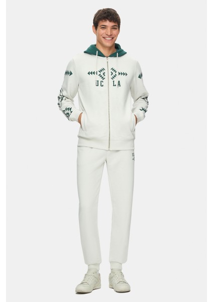 Spencer Kemik Rengi Kapüşonlu Baskılı Fermuarlı Standard Fit Erkek Sweatshirt fırsatları