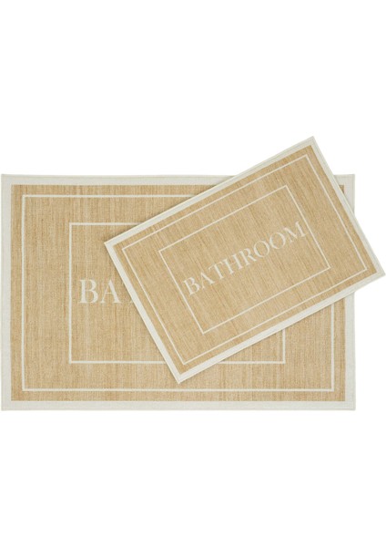 Armasi Kahve Banyo Paspası Dijital Baskı İkili Kaymaz Yıkanabilir Banyo Paspas Takımı 40x60 60x100 modelleri