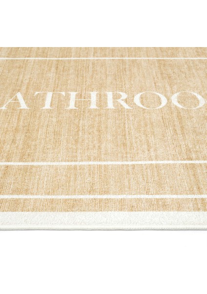 Armasi Kahve Banyo Paspası Dijital Baskı İkili Kaymaz Yıkanabilir Banyo Paspas Takımı 40x60 60x100