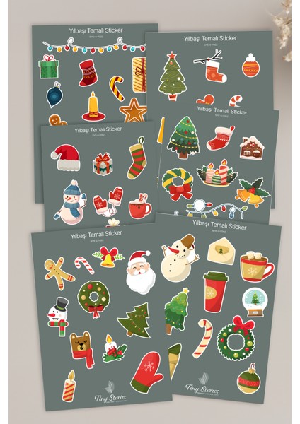 Yılbaşı Temalı Sticker Seti - 6 Adet / Ajanda, Defter,bullet Journal,scrapbook
