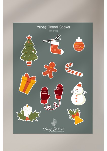 Yılbaşı Temalı Sticker Seti - 6 Adet / Ajanda, Defter,bullet Journal,scrapbook fiyatları