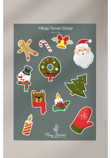 Yılbaşı Temalı Sticker Seti - 6 Adet / Ajanda, Defter,bullet Journal,scrapbook modelleri