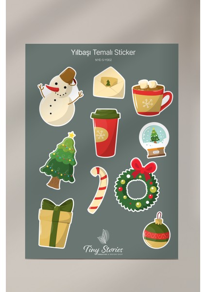Yılbaşı Temalı Sticker Seti - 6 Adet / Ajanda, Defter,bullet Journal,scrapbook fırsatları