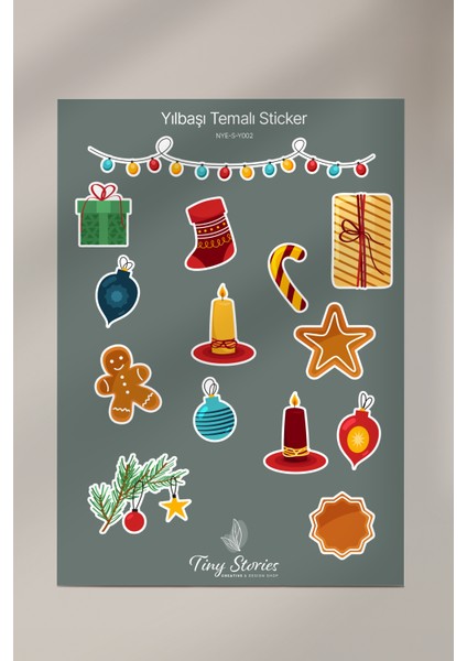Yılbaşı Temalı Sticker Seti - 6 Adet / Ajanda, Defter,bullet Journal,scrapbook indirimleri