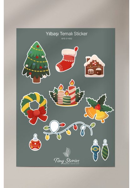 Yılbaşı Temalı Sticker Seti - 6 Adet / Ajanda, Defter,bullet Journal,scrapbook
