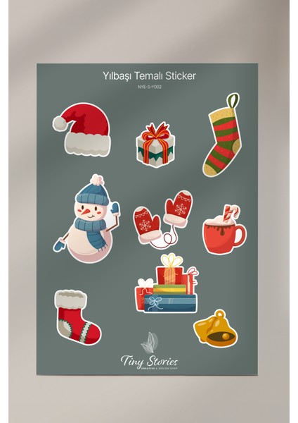 Yılbaşı Temalı Sticker Seti - 6 Adet / Ajanda, Defter,bullet Journal,scrapbook