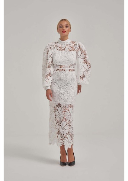 Işıltılı Dantel Kumaş Elbise