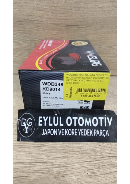 WDB348 58101-4DE00 58101-4HA00 Fren Balata On Ikazlı Hyundaı H1 Starex 2.5 Crdı 170 Hp 2008- / Kıa Carnıval Iıı 2.9 Crdı 2006- fiyatları