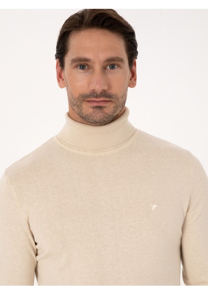 Erkek Bej Slim Fit Basic Kazak 50318678-VR011 fiyatları