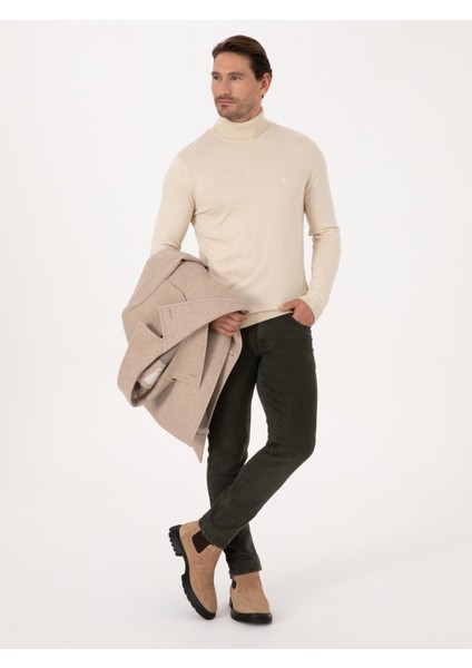 Erkek Bej Slim Fit Basic Kazak 50318678-VR011 fırsatları