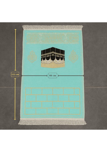 Kişiye Özel Nakış Işlemeli Kabe Motifli Saçaklı Turkuaz Renk Hediyelik Seccade fırsatları