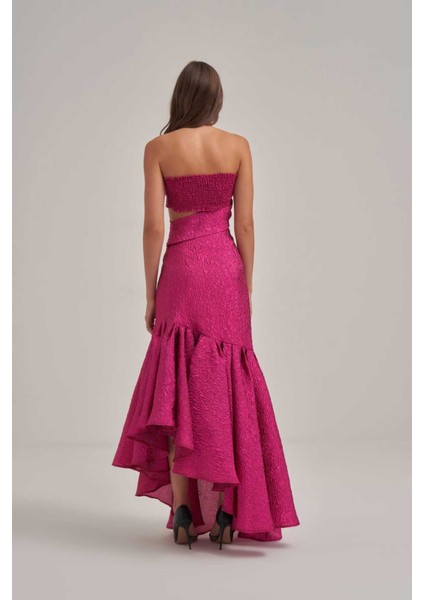 Straplez Çapraz Detaylı Fuşya Elbise fırsatları