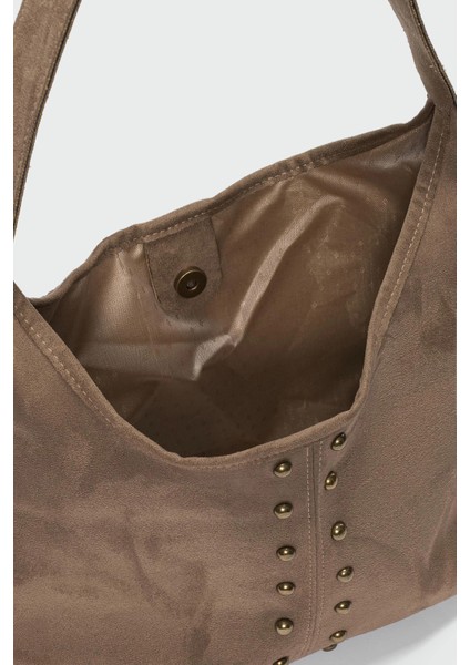 Bery Taşlı Süet Omuz Çantası Vizon indirimleri