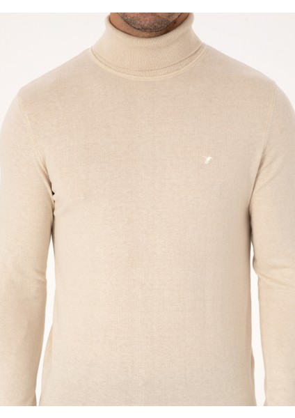 Erkek Bej Slim Fit Basic Kazak 50318678-VR011