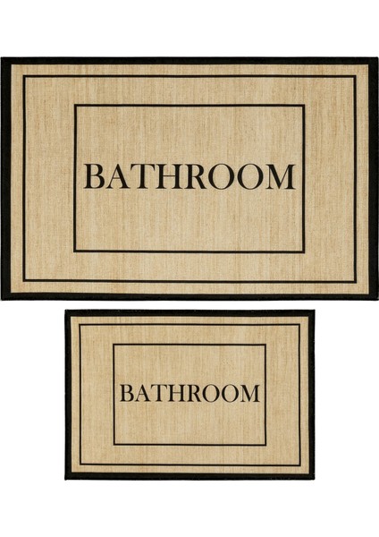 Armasi Banyo Paspası Dijital Baskı Makinede Yıkanabilir Kaymaz İkili Banyo Paspas Takım 40x60 60x100