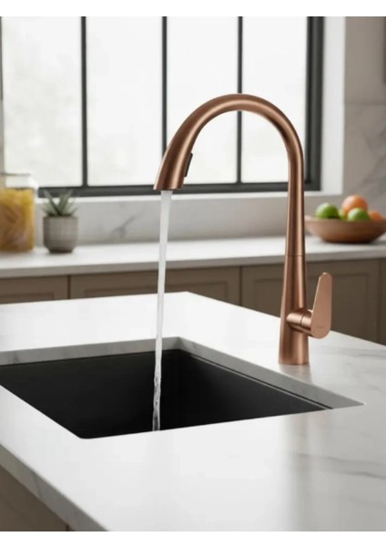 Gizli Spiralli Mutfak Evye Bataryası Rose