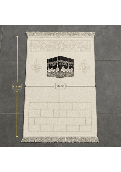 Kişiye Özel Nakış Işlemeli Kabe Motifli Saçaklı Beyaz Renk Hediyelik Seccade fırsatları