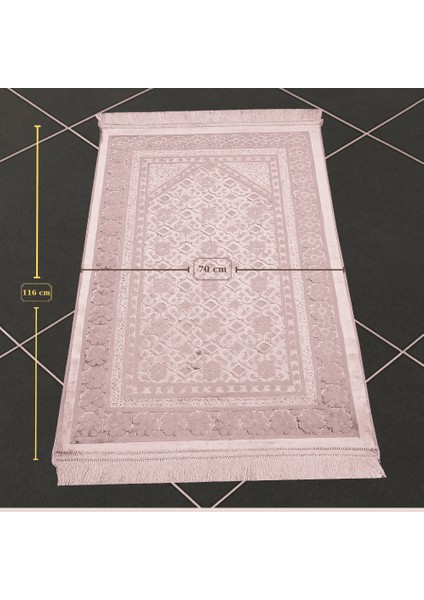 Kişiye Özel Nakış Işlemeli Saf Ipek Kadife Kumaştan Pembe Renk Hediyelik Seccade fırsatları