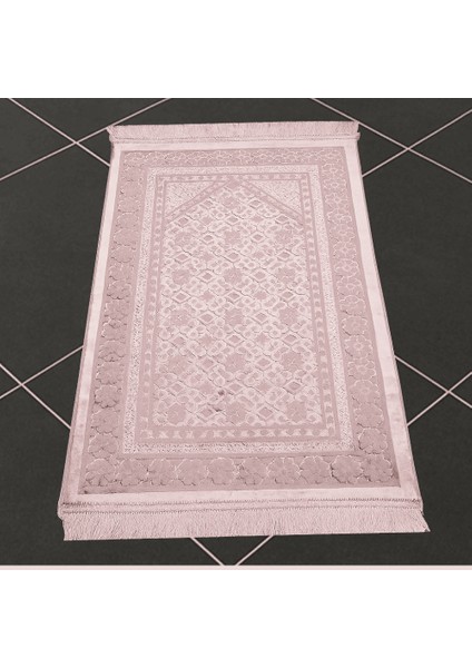 Kişiye Özel Nakış Işlemeli Saf Ipek Kadife Kumaştan Pembe Renk Hediyelik Seccade indirimleri