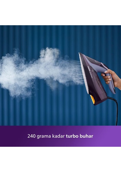 Azur Yenilendi, 8000 Serisi Azur Buharlı Ütü, Kumaşa Göre Otomatik Akıllı Buhar 3000W, Sıfır Yanık Riski + Tiftik Makinesi
