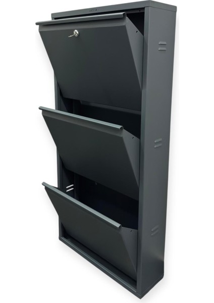 Metal Ayakkabılık 3 Lü Antrasit Kilitli Model modelleri