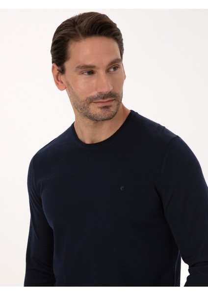 Erkek Lacivert Slim Fit Basic Kazak 50318854-VR033 fiyatları