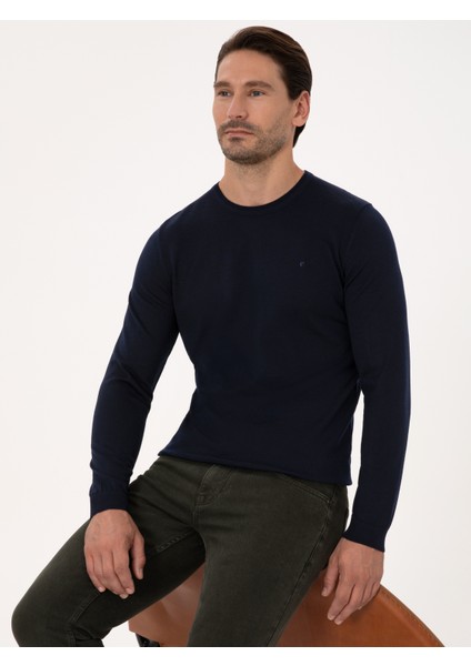 Erkek Lacivert Slim Fit Basic Kazak 50318854-VR033 modelleri