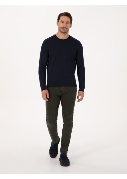 Erkek Lacivert Slim Fit Basic Kazak 50318854-VR033 fırsatları