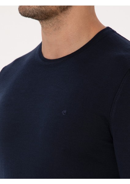 Erkek Lacivert Slim Fit Basic Kazak 50318854-VR033