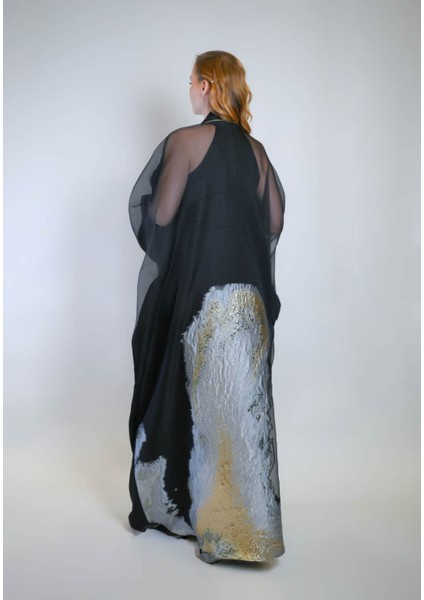 Özel Işıltılı Jakar Kumaş ve Iç Elbiseli Sendi Kumaş Ikili Takım Abaya modelleri