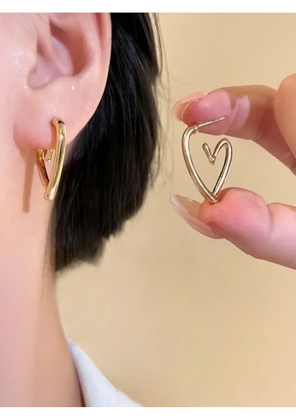 Altın Rengi Kalp Küpe