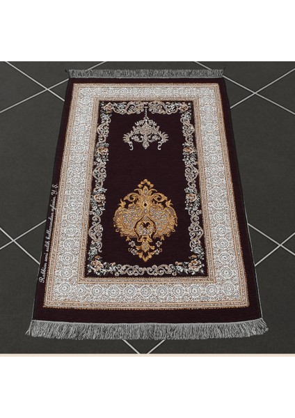 Kişiye Özel Nakış Işlemeli Çiçek Desenli Kendinden Saçaklı Mor Renk Hediyelik Seccade fiyatları