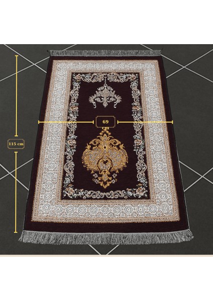 Kişiye Özel Nakış Işlemeli Çiçek Desenli Kendinden Saçaklı Mor Renk Hediyelik Seccade fırsatları